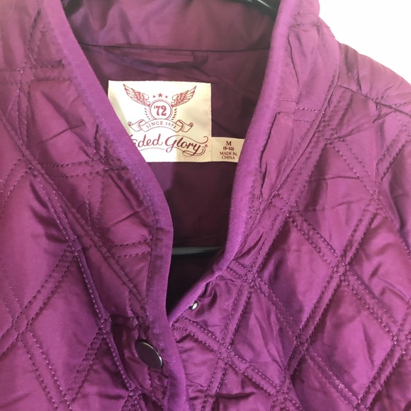 Faded Glory Diamond Puff Purple Button Up Coat M - Picture 3 of 5